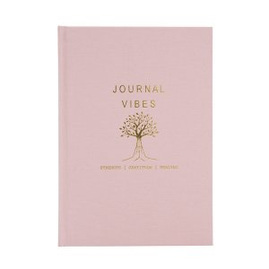 Custom A5 Case Binding Linen Fabric Cover Pink Gratitude And Healing Journals