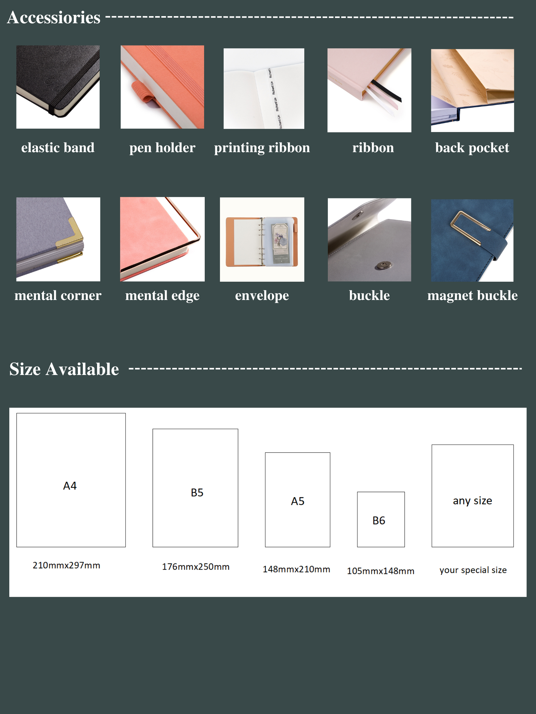 Kiaace Custom Case Binding Leatherette Colleage Dot Grid Blank Notebooks - Notebook - 4
