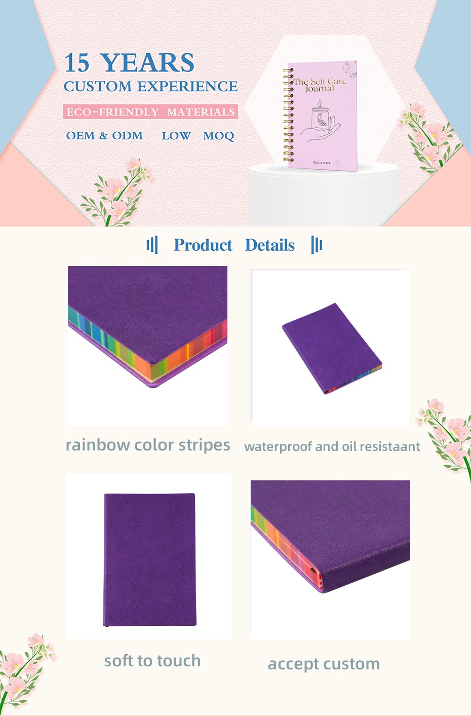 Custom Softcover Rainbow color stripes Classic Notebook - Notebook - 1