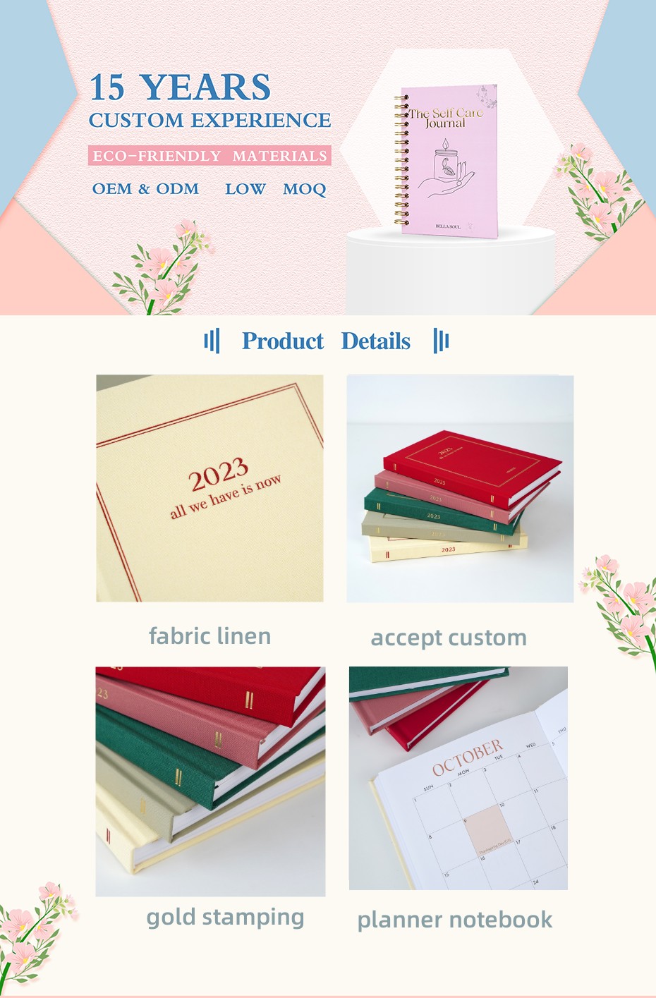 Custom Printing Hardcover 2023 Planner Fabric Linen Notebook - Planner - 1