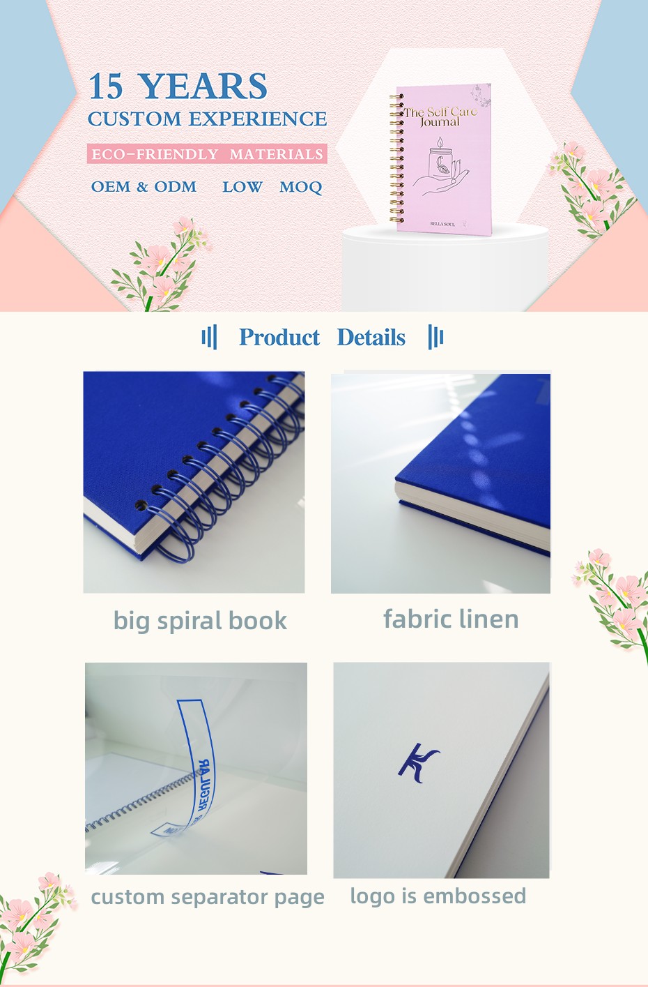 Custom Big Spiral  Fabric Linen Cover Fullcolor Book - Spiral Notebook - 1