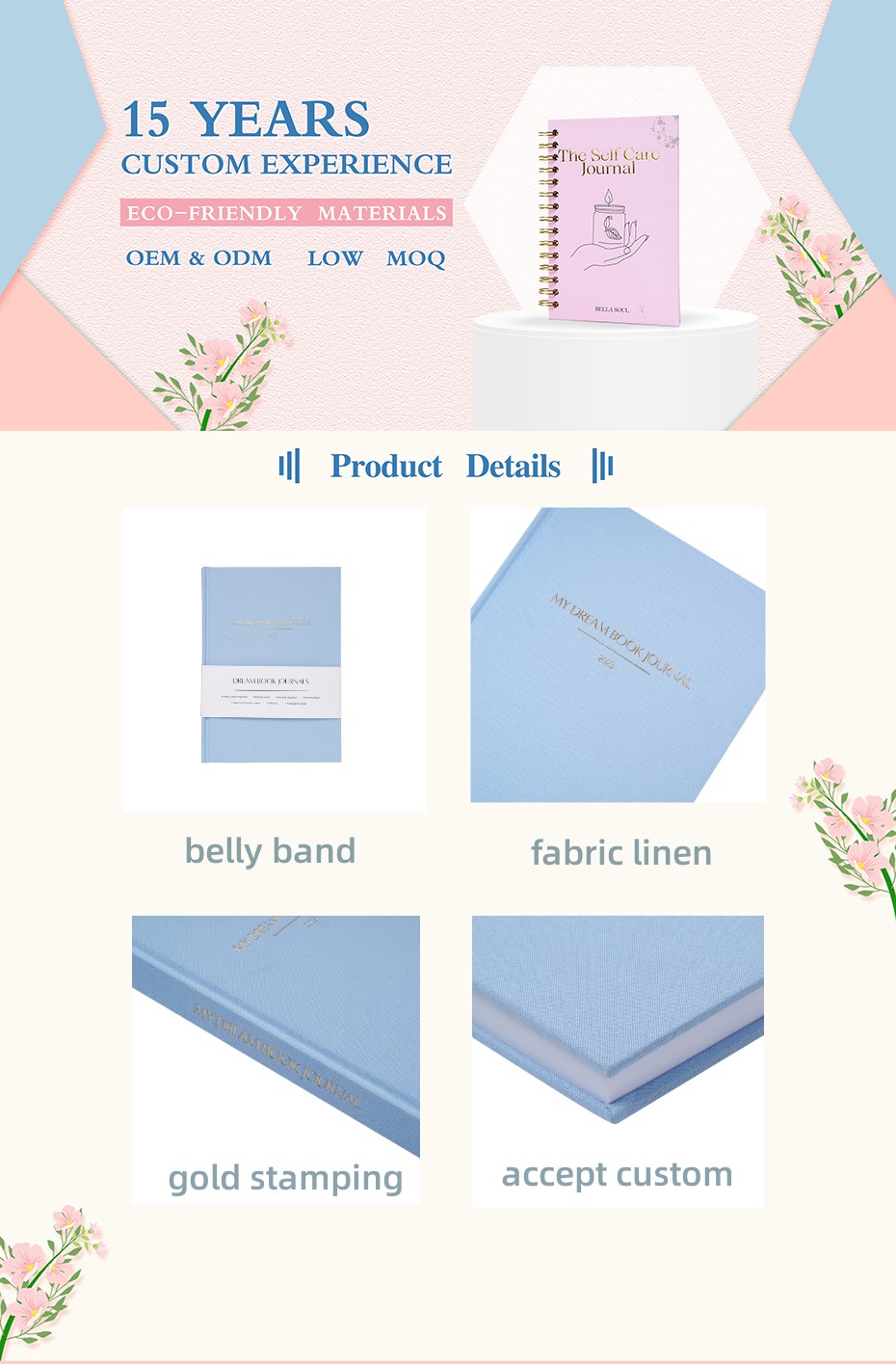 Custom Hardcover Fabric Linen Dream Journal - Journal - 1