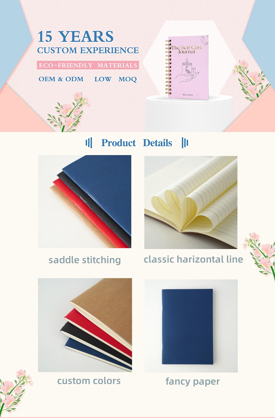 Custom Classic Full Color printing Soft Saddle Stiching Notebook - Notebook - 1