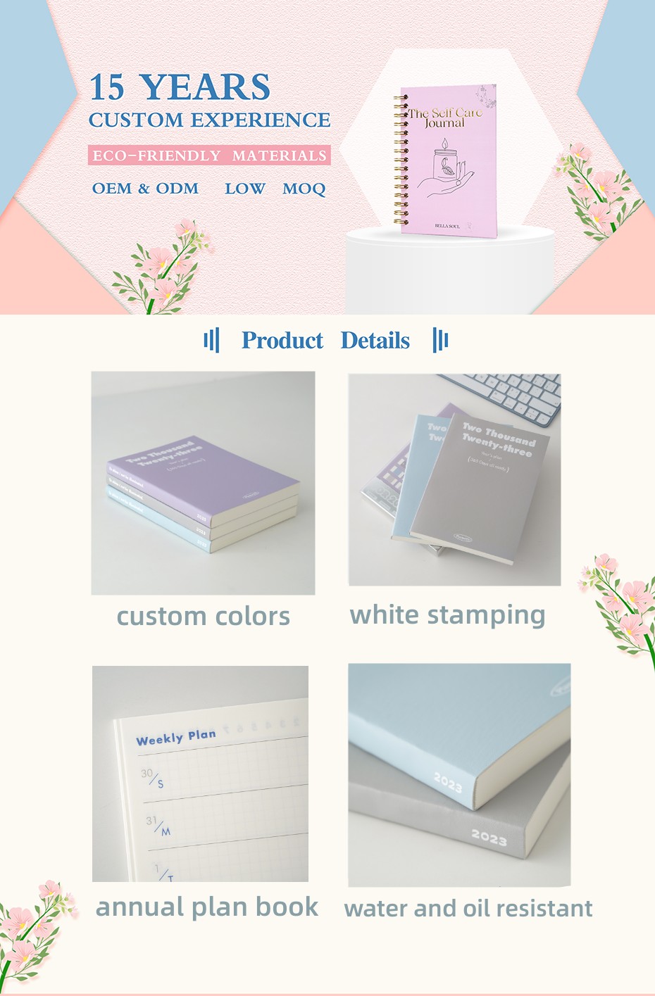 Custom Softcover PET  PU Leather Soft Full Year Planner Notebook - Planner - 1