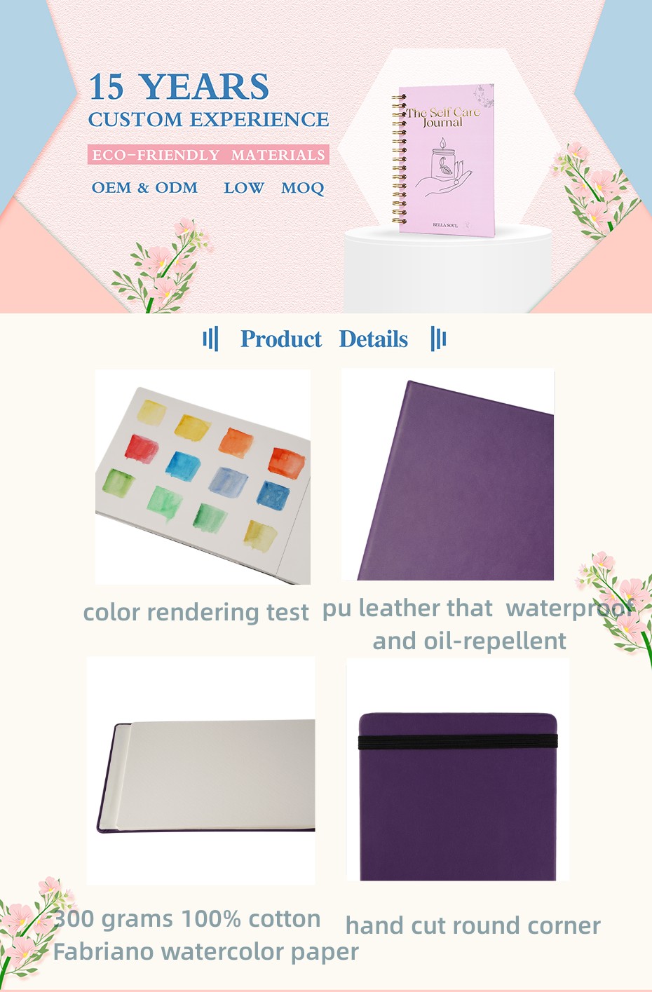Custom Hardcover PU Leather A5  300 Grams 100% Cotton Fabriano Watercolor Notebook - Painting Notebook - 1